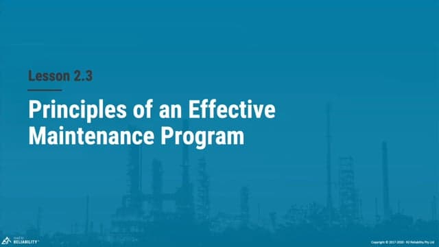 Principles of an Effective Maintenance Program