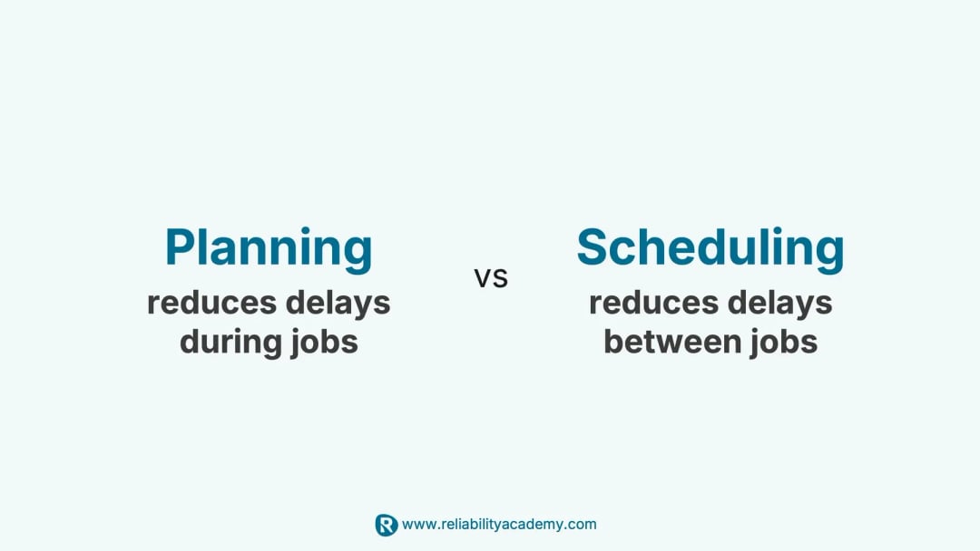 planning reduces delays during jobs, scheduling reduces delays between jobs