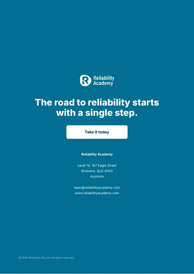 Back cover: the road to reliability starts with a single step