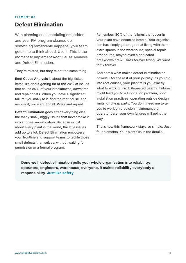 The defect elimination chapter, on eliminating repeat failures
