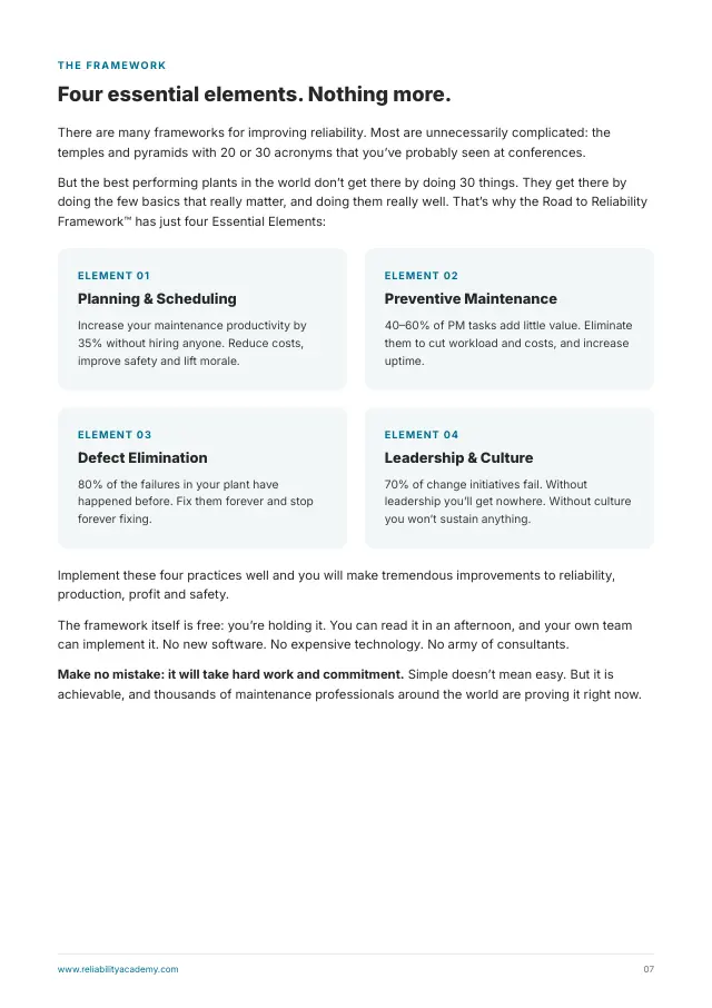 The four essential elements of the framework, side by side